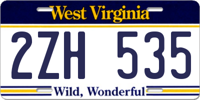 WV license plate 2ZH535
