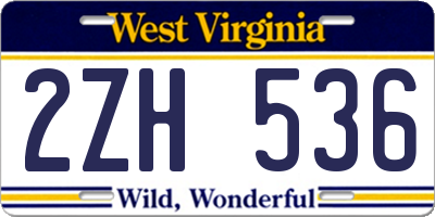 WV license plate 2ZH536