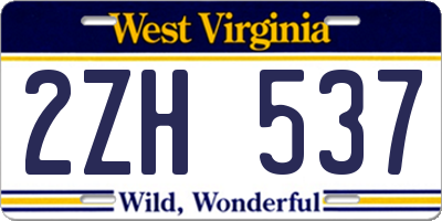 WV license plate 2ZH537