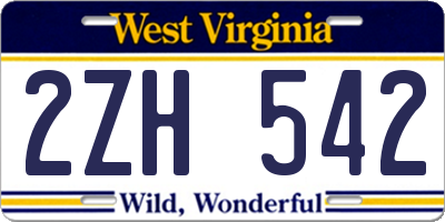 WV license plate 2ZH542