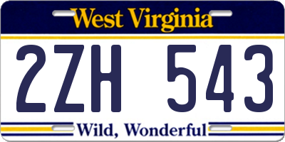 WV license plate 2ZH543