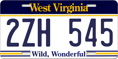 WV license plate 2ZH545