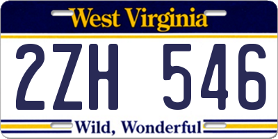 WV license plate 2ZH546