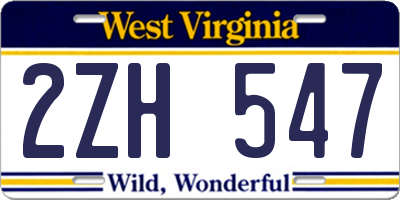 WV license plate 2ZH547
