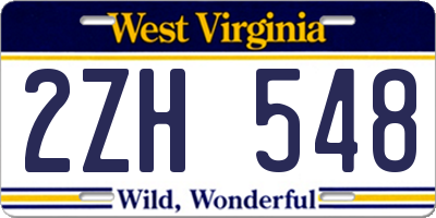 WV license plate 2ZH548