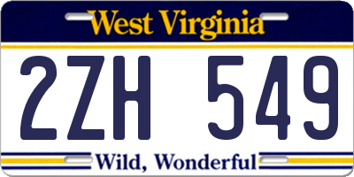 WV license plate 2ZH549
