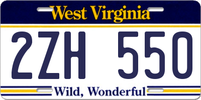 WV license plate 2ZH550
