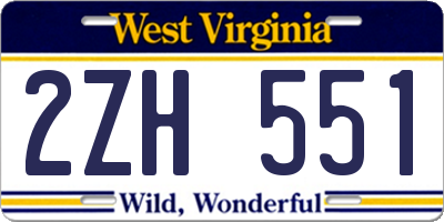 WV license plate 2ZH551