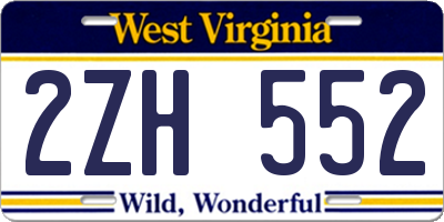 WV license plate 2ZH552