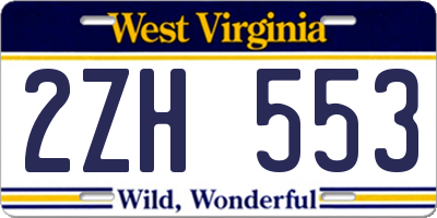 WV license plate 2ZH553