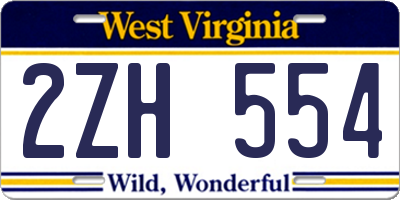 WV license plate 2ZH554