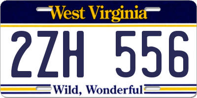 WV license plate 2ZH556