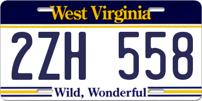 WV license plate 2ZH558