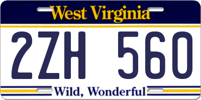 WV license plate 2ZH560
