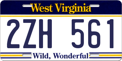 WV license plate 2ZH561