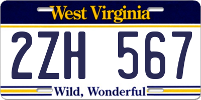 WV license plate 2ZH567