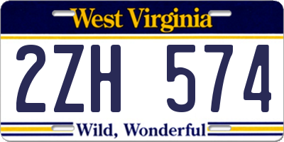 WV license plate 2ZH574