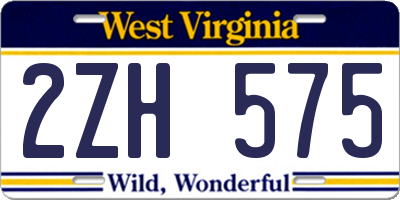WV license plate 2ZH575