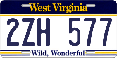 WV license plate 2ZH577