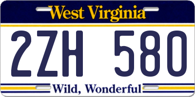 WV license plate 2ZH580