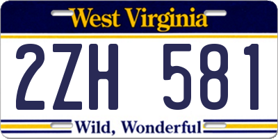 WV license plate 2ZH581
