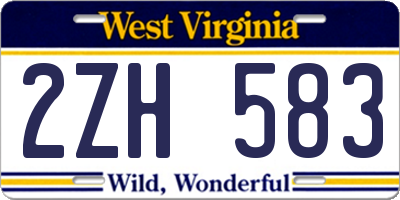 WV license plate 2ZH583