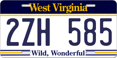 WV license plate 2ZH585