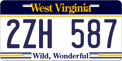 WV license plate 2ZH587