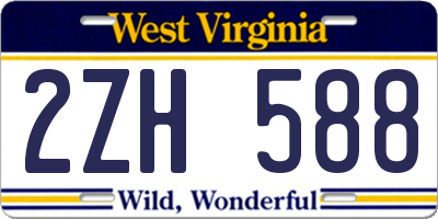 WV license plate 2ZH588