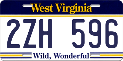 WV license plate 2ZH596