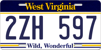 WV license plate 2ZH597