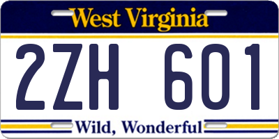 WV license plate 2ZH601