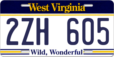 WV license plate 2ZH605