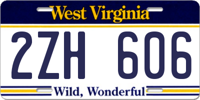 WV license plate 2ZH606