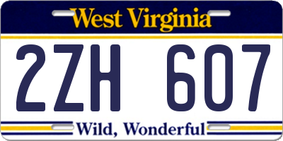 WV license plate 2ZH607