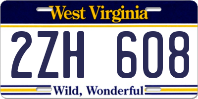 WV license plate 2ZH608