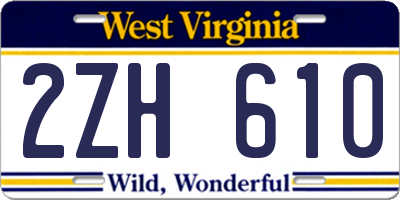 WV license plate 2ZH610