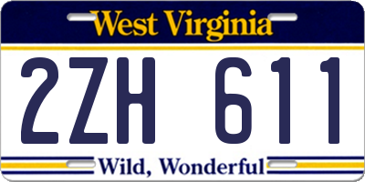 WV license plate 2ZH611