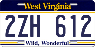 WV license plate 2ZH612