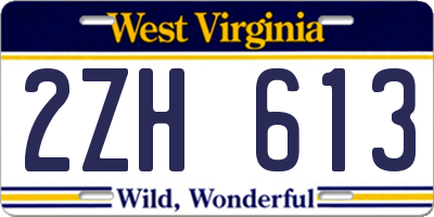 WV license plate 2ZH613