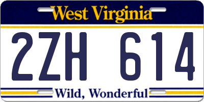 WV license plate 2ZH614