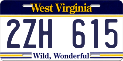 WV license plate 2ZH615