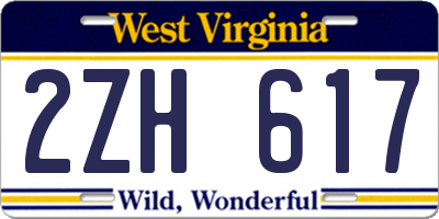 WV license plate 2ZH617