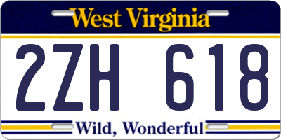 WV license plate 2ZH618