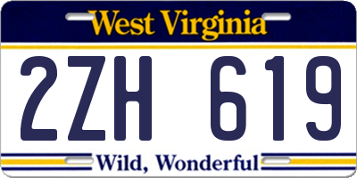 WV license plate 2ZH619
