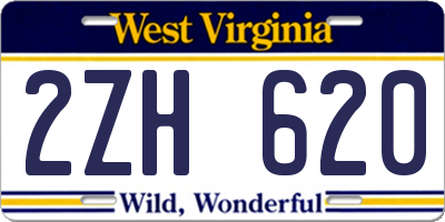 WV license plate 2ZH620