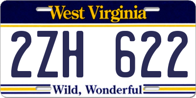 WV license plate 2ZH622