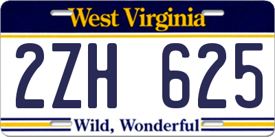 WV license plate 2ZH625