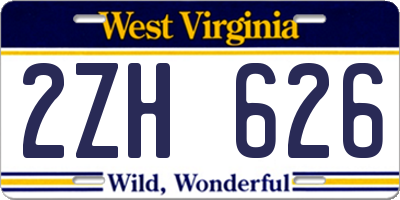 WV license plate 2ZH626