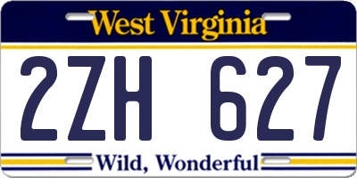 WV license plate 2ZH627